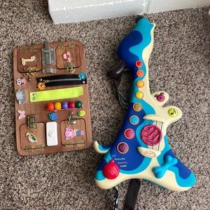 Learning toys for toddlers, accoustic electric howling guitar and busy board.